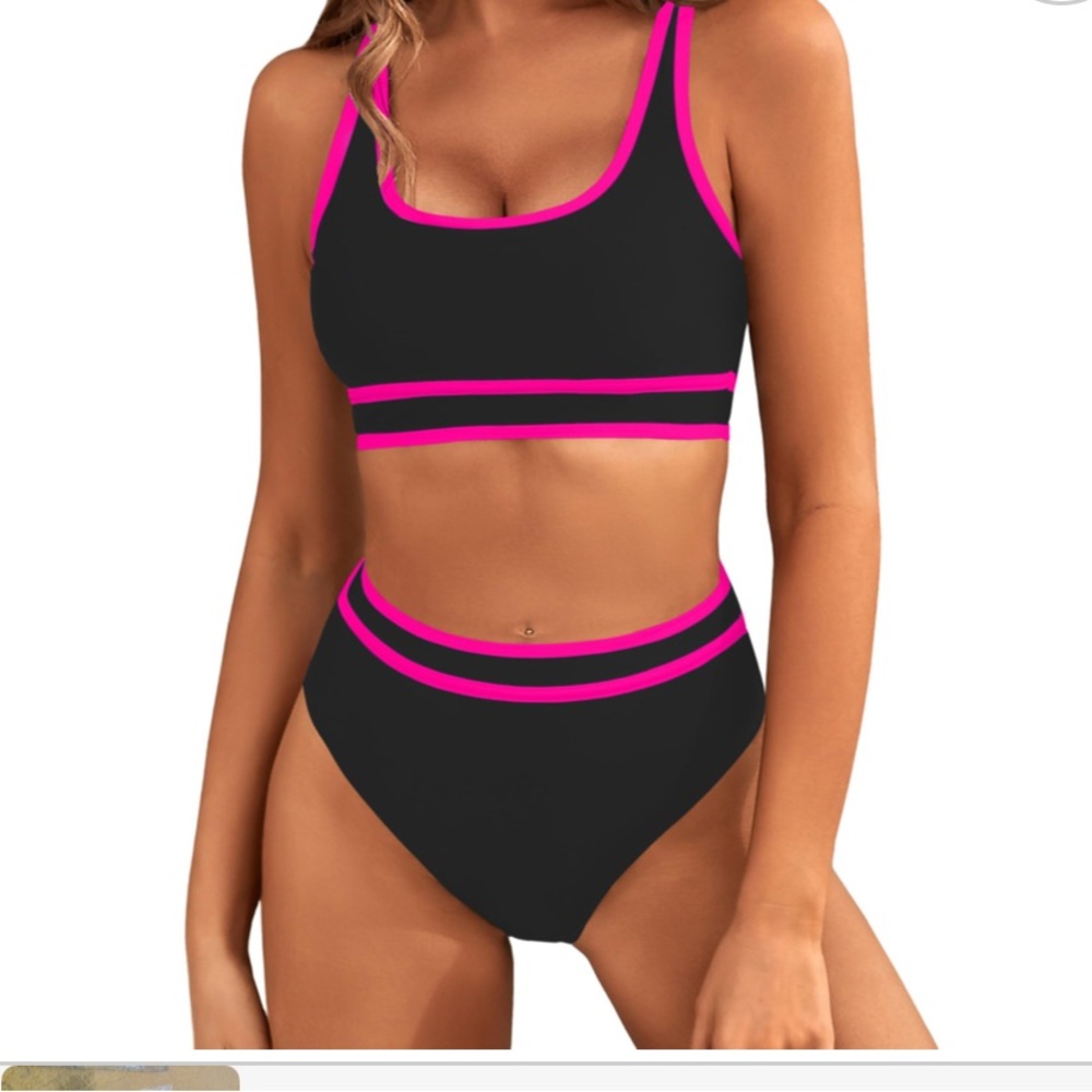 Black and Pink Women's Swim Set